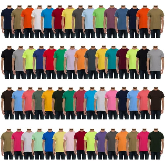 SOCKS'NBULK 60 Pack Men's Cotton Crew Neck Regular T-Shirts Bulk Short Sleeve Lightweight Tees Mix Colors (Men's T-Shirts Pack A, 3X-Large)