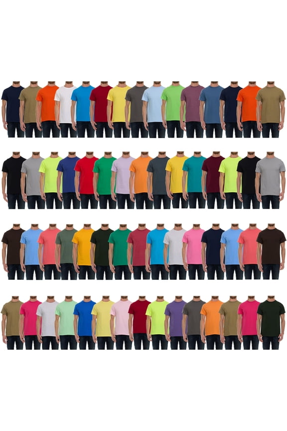 60 Pack Men's Cotton Crew Neck Regular T-Shirts Bulk Short Sleeve Lightweight Tees Mix Colors (Men's T-Shirts Pack A, X-Large)