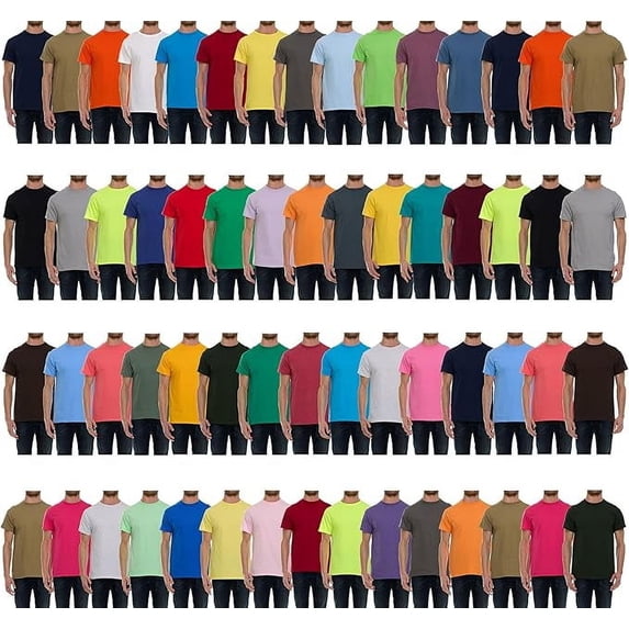 SOCKS'NBULK 60 Pack of Bulk Mens Cotton Crew T-Shirts, Assorted Wholesale Sleeve Tee Shirts (60 Pack Mens T-Shirts Pack A, Medium)