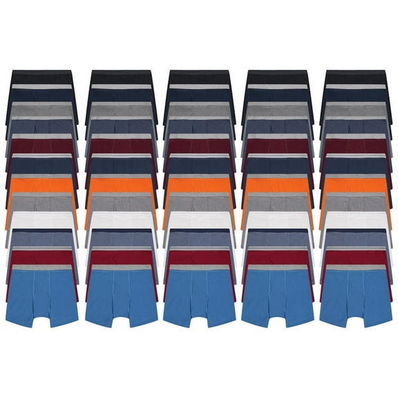 SOCKS'NBULK 60 Pack of Mens Boxer Briefs Wholesale, Colorful Cotton Mens Underwear in Bulk, Donating For Homeless Shelters, Charity, Up to 3XL