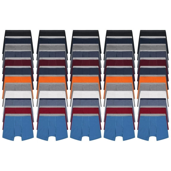 SOCKS'NBULK 60 Pack of Mens Boxer Briefs Wholesale, Colorful Cotton Mens Underwear in Bulk, Donating For Homeless Shelters, Charity, Up to 3XL