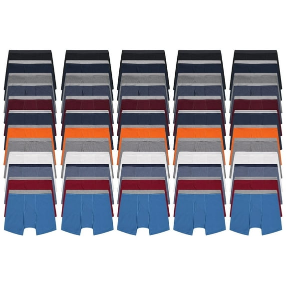 SOCKS'NBULK 60 Pack of Mens Boxer Briefs Wholesale, Colorful Cotton Mens Underwear in Bulk, Donating For Homeless Shelters, Charity, Up to 3XL
