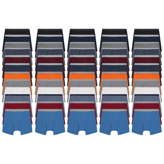 SOCKS'NBULK 60 Pack of Mens Boxer Briefs Wholesale, Colorful Cotton Mens Underwear in Bulk, Donating For Homeless Shelters, Charity, Up to 3XL