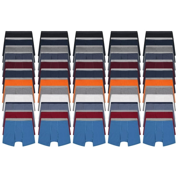 SOCKS'NBULK 60 Pack of Mens Boxer Briefs Wholesale, Colorful Cotton Mens Underwear in Bulk, Donating For Homeless Shelters, Charity, Up to 3XL