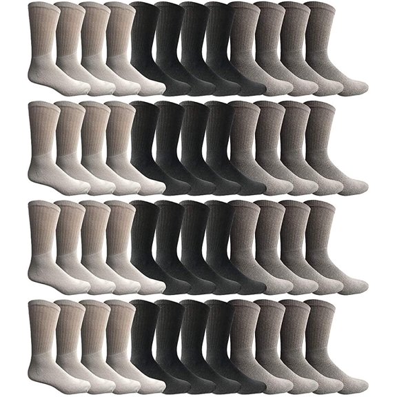 SOCKS'NBULK 60 Pairs Sport Cotton Women Crew, Ankle, Tube Socks, "Sock Size 9-11" (Womens - Assorted Crew)