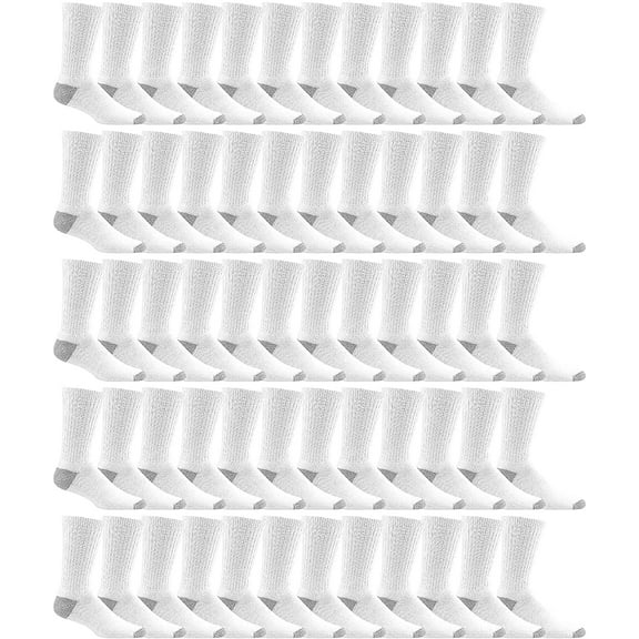 SOCKS'NBULK 60 Pairs Wholesale Bulk Sport Cotton Crew, Ankle, Athletic White Crew Socks for Womens Size 9-11