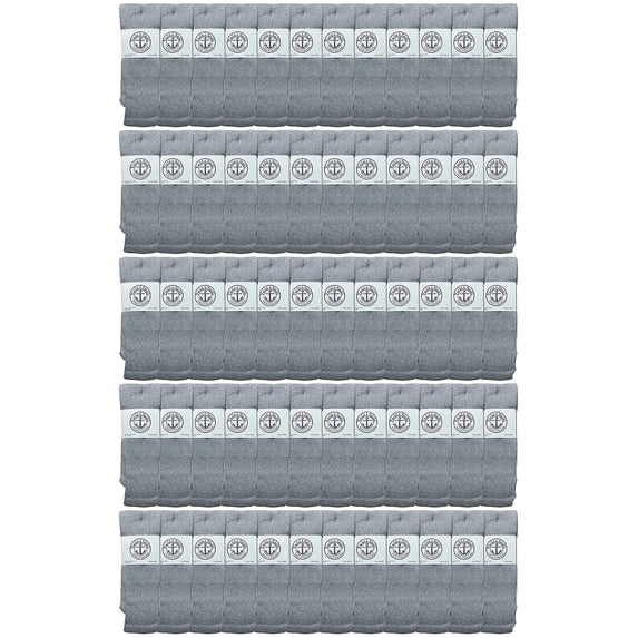 SOCKS'NBULK 60 Pairs Wholesale Bulk Sport Cotton Mens Crew, Ankle Socks, Value Deal, Size 10-13 (MENS GRAY TUBE)