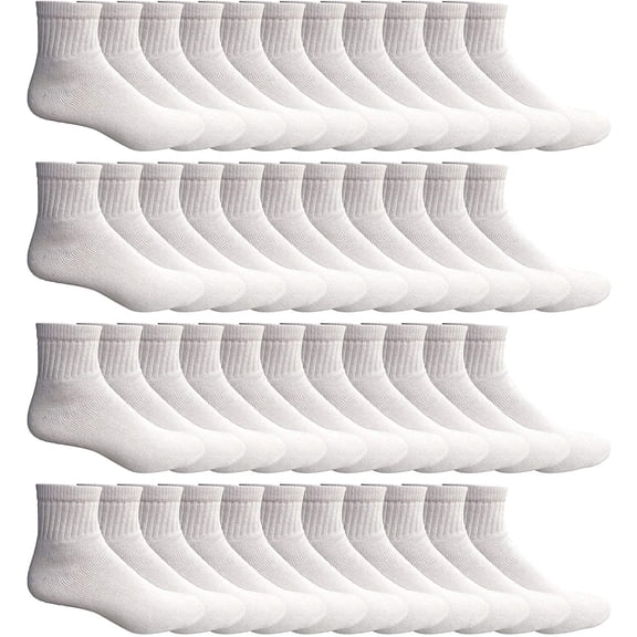 SOCKS'NBULK 60 Pairs Wholesale Bulk Sport Cotton Mens Crew, Ankle, Tube Socks, Size 10-13 (Mens - White Ankle)