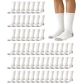 thumbnail image 1 of SOCKS'NBULK 60 Pairs Wholesale Bulk Sport Cotton Mens Crew, Ankle, Tube Socks, Size 10-13 (Mens White Crew - Gray Heel Toe), 1 of 5