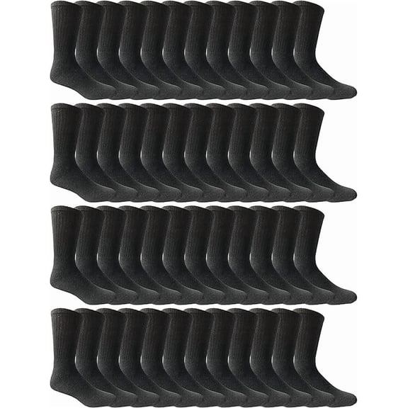 SOCKS'NBULK 60 Pairs Wholesale Bulk Sport Cotton Tube Socks for Men , Mens Black Tube, 10-13