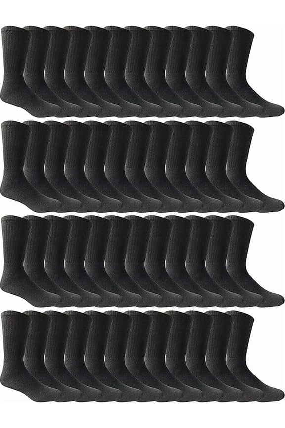 60 Pairs Wholesale Bulk Sport Cotton Tube Socks for Men , Mens Black Tube, 10-13