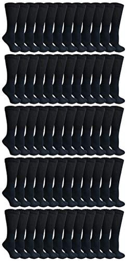 SOCKS'NBULK 60 Pairs Wholesale Bulk Sport Cotton Unisex Crew, Ankle, Tube Socks, Men Woman Children Sock Size 10-13" (Kids Black Crew 6-8)