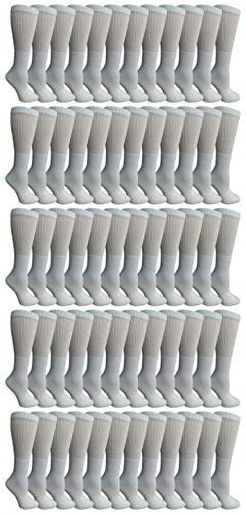 SOCKS'NBULK 60 Pairs Wholesale Bulk Sport Cotton Unisex Crew, Ankle, Tube Socks, Men Woman Children Sock Size 10-13" (Kids White Crew 6-8)