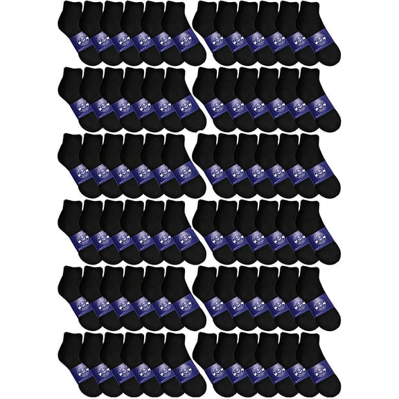 SOCKS'NBULK Wholesale Bulk Sport Cotton Unisex Crew, Ankle, Tube Socks, Mens 60 Pairs, Black, One Size