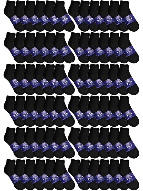 Wholesale Bulk Sport Cotton Unisex Crew, Ankle, Tube Socks, Mens 60 Pairs, Black, One Size