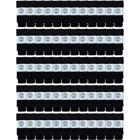 SOCKS'NBULK 60 Pairs Wholesale Bulk Sport Cotton Women's Crew Socks, Ankle Socks, Value Deal, 9-11 (Womens Black Tube)