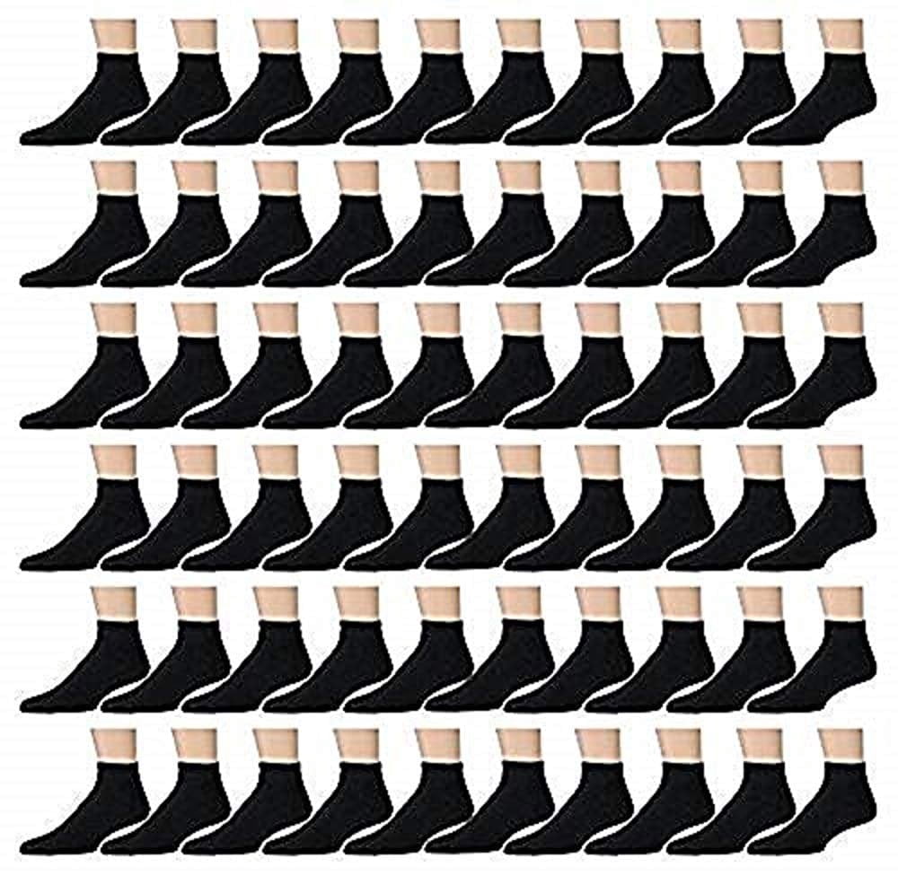 SOCKS'NBULK 60 Pairs of Kids Sports Ankle Socks, Wholesale Bulk Pack Athletic Sock for Girls and Boys (Black, 6-8)