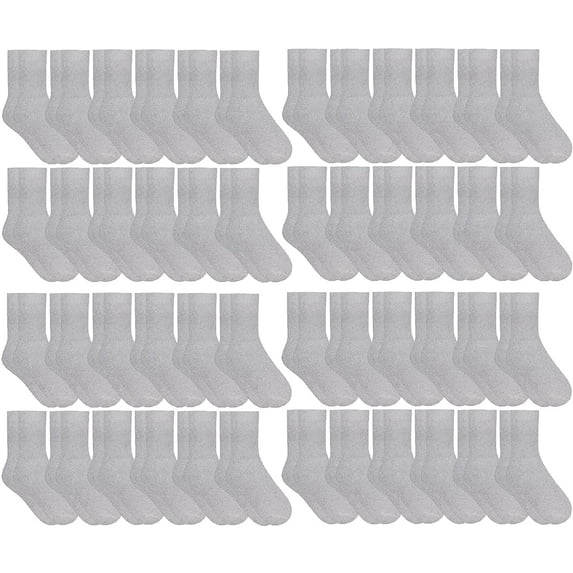 SOCKS'NBULK 60 Pairs of Kids Sports Crew Socks, Wholesale Bulk Pack Sock for Boys & Girls, by SOCKS'NBULK (6-8 Boys, Gray)