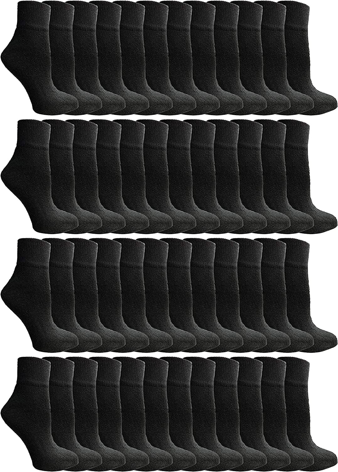 SOCKS'NBULK 60 Pairs of Women's Quarter Ankle Socks, Wholesale Bulk Pack Athletic Sports Socks