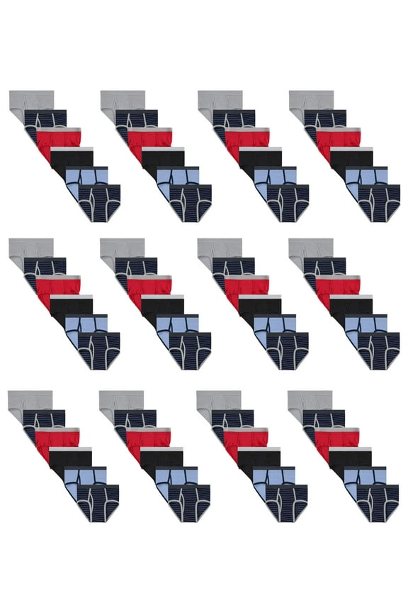 72 Pack Boys Cotton Underwear Briefs, Assorted Colors Underpants for Children, Bulk Brief Wholesale Donation Homeless Charity Packs, Size (Medium)