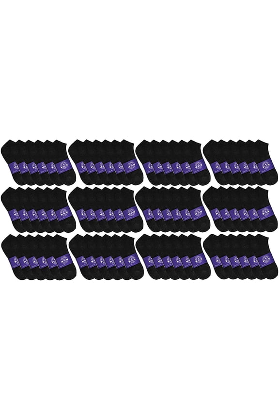 72 Pairs Low Cut Socks, Mens & Womens Below Ankle Socks, Cotton, Cheap Value Sock, Donation Homeless, Lightweight Bulk (72 Pairs Womens Black)