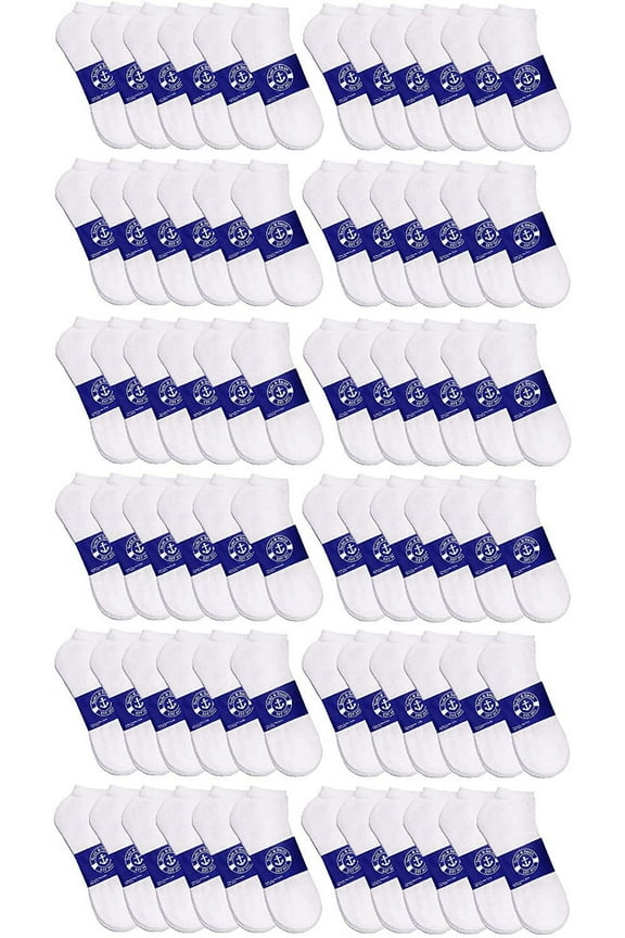 72 Pairs Low Cut Socks, Mens & Womens Below Ankle Socks, Cotton, Cheap Value Sock, Donation Homeless, Lightweight Bulk (72 Pairs Womens White)