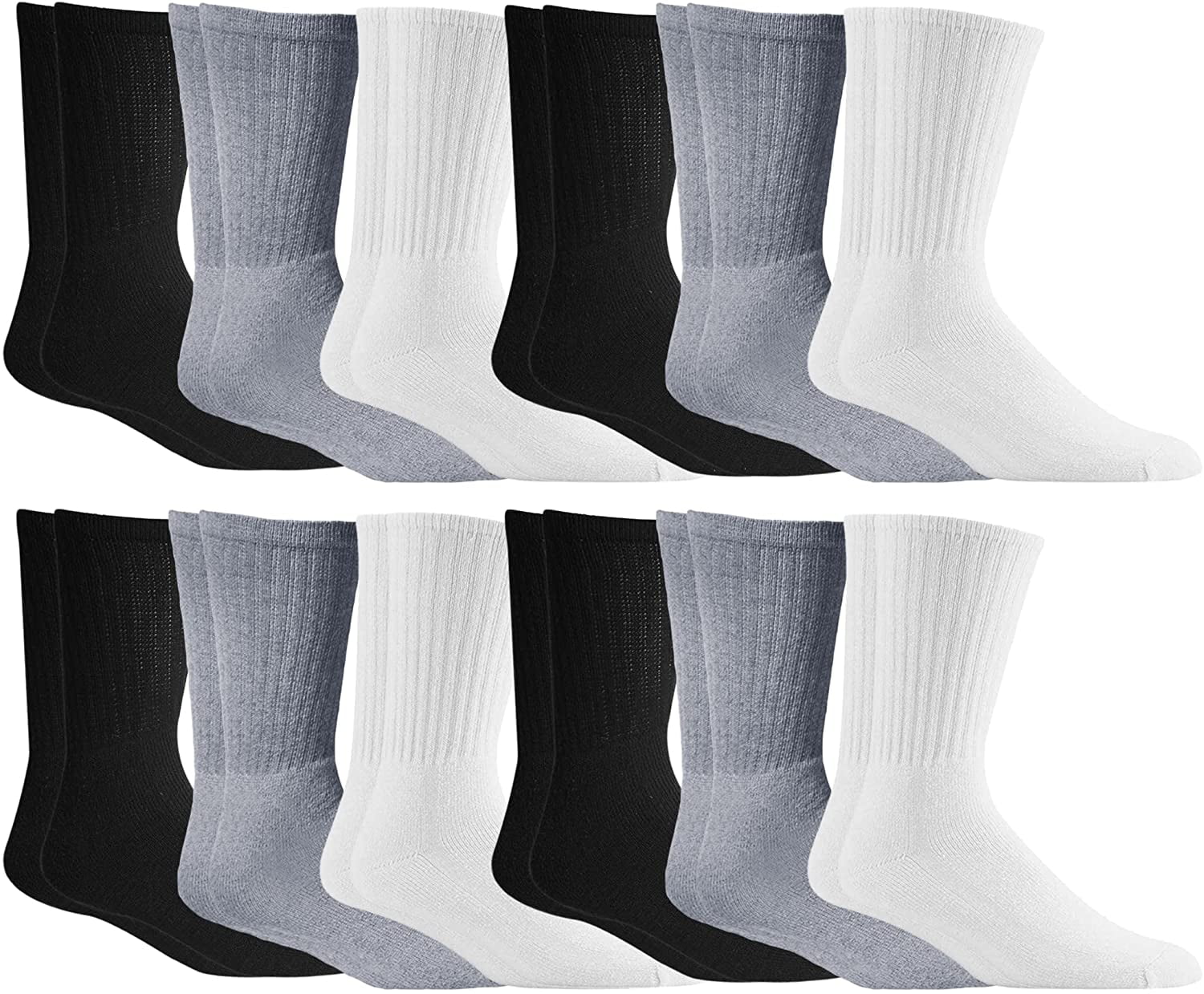 SOCKS'NBULK Big And Tall Mens Sport Crew Socks (King Size) Socks, (12