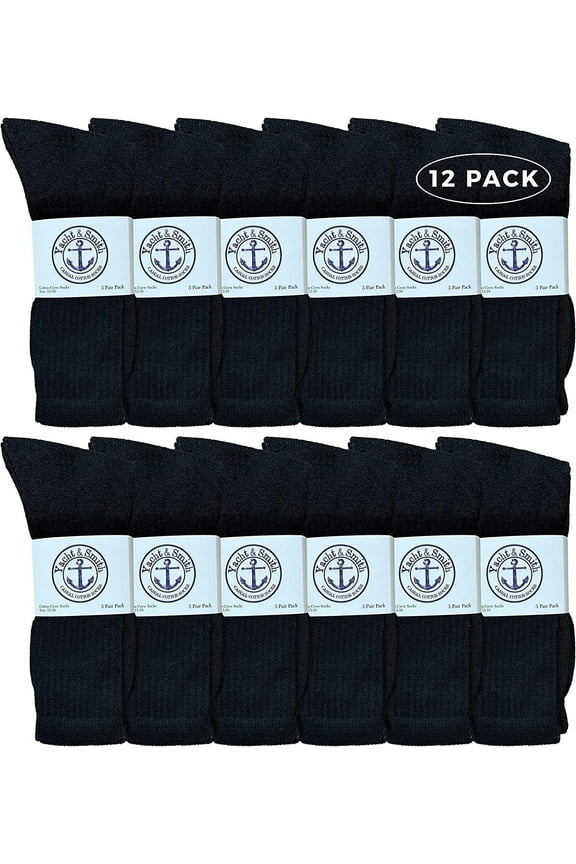 Big And Tall Mens Sport Crew Socks Wholesale Bulk (King Size) Socks, by SOCKS'NBULK (12 Pairs Black, Mens King Size 13-16 (Shoe Size 12-15))
