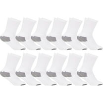 SOCKS'NBULK Big & Little Kids Lightweight Cotton Crew Socks Bulk, Homeless Donation Cheap, Wholesale Sock (12 Pairs White Big Kids / Gray Heel and Toe)