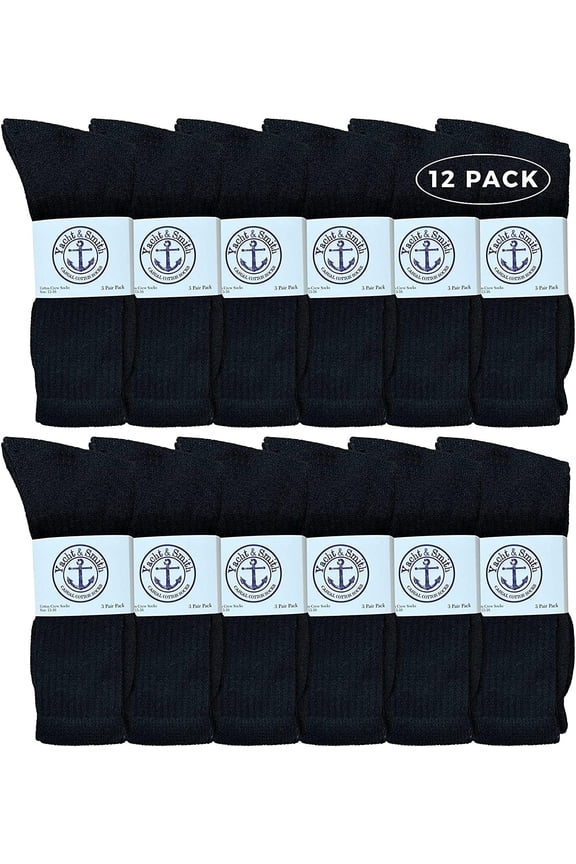 Big And Tall Mens Sport Crew Socks Wholesale Bulk (King Size) Socks, by SOCKS'NBULK (12 Pairs Black, Mens King Size 13-16 (Shoe Size 12-15))
