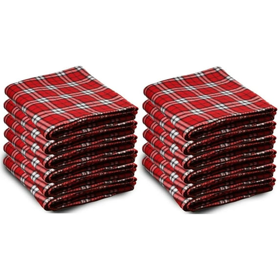 SOCKS'NBULK Bulk Soft Fleece Blankets 50 X 60, Cozy Warm Throw Blanket Sofa Travel Outdoor, Wholesale (50 X 60, 24 Red Plaid)