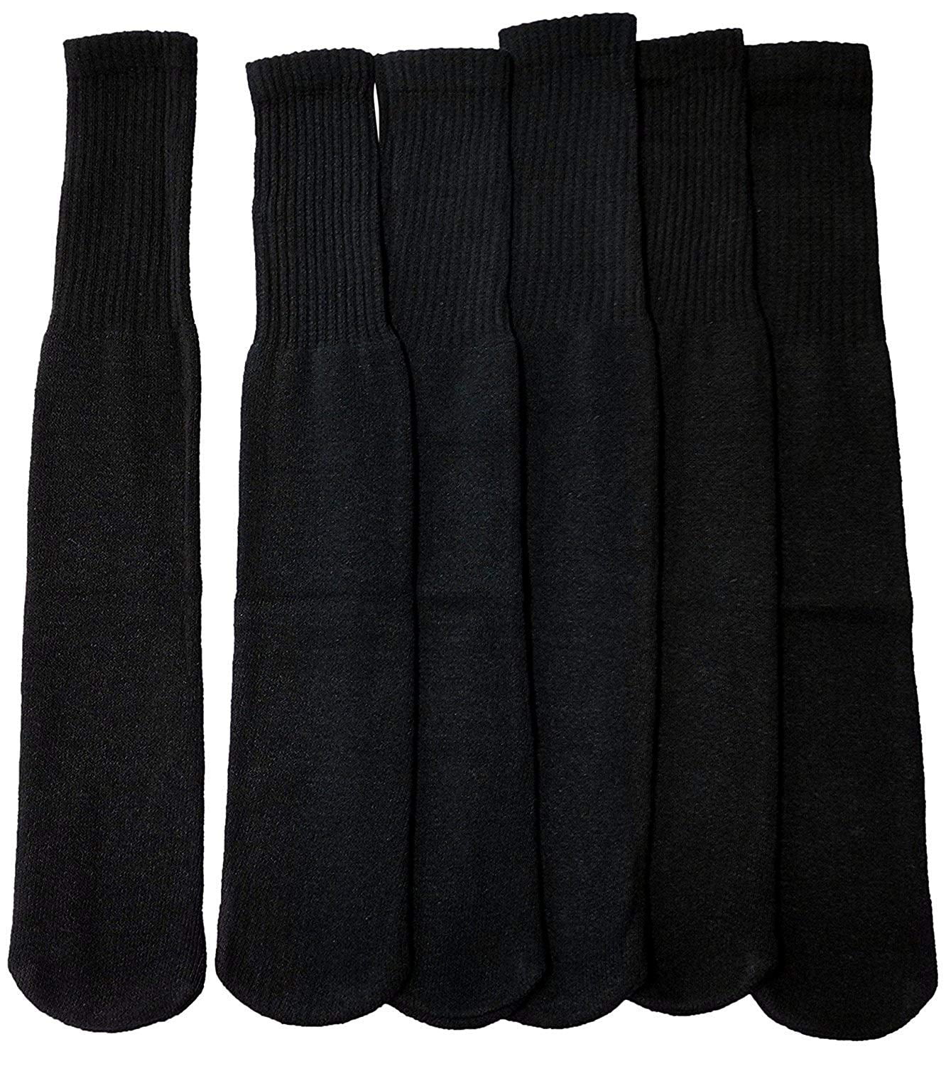 SOCKS'NBULK Children's Referee Cotton Tube Socks (46, Black (12 Pack