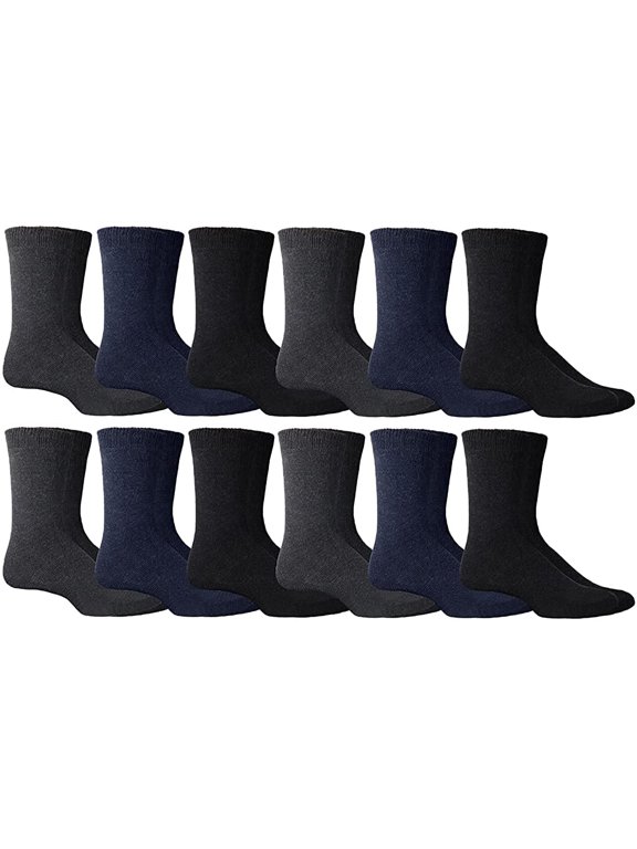 12 Pairs Cotton Thermal Crew Socks, Men Women, Warm Thick Boot Sock, Bulk