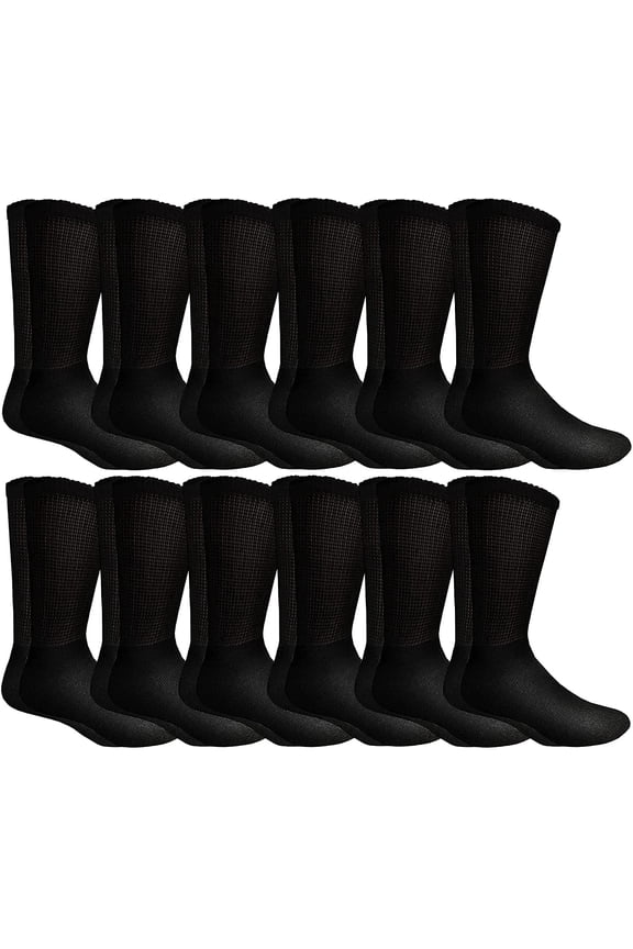 Diabetic Socks for Men, King Size, Superior Comfort, Neuropathy Edema (Size 13-16) (12 Pairs Black)
