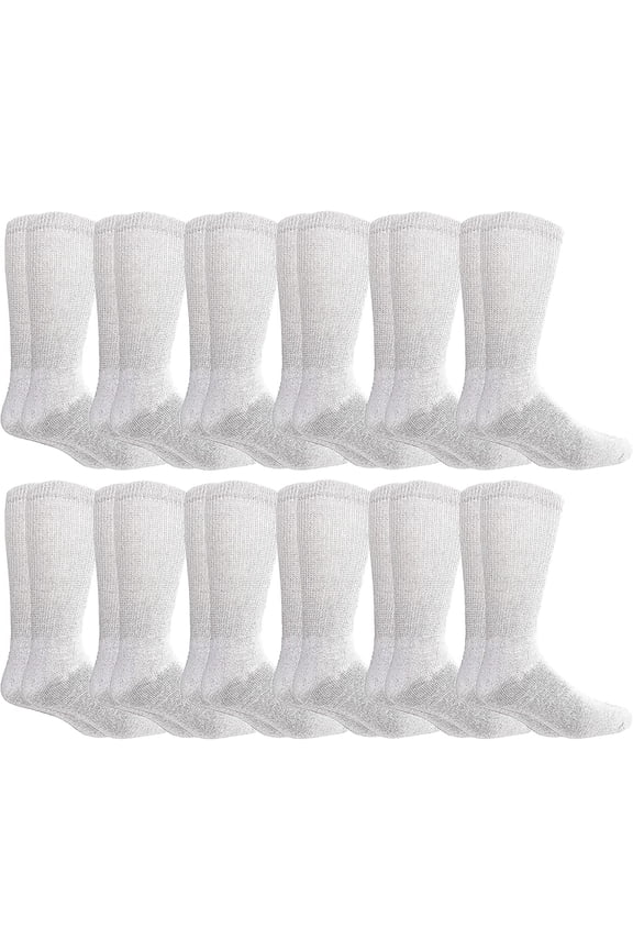 Diabetic Socks for Men, Superior Comfort, Loose Fit, Neuropathy Edema (12 Pairs White)