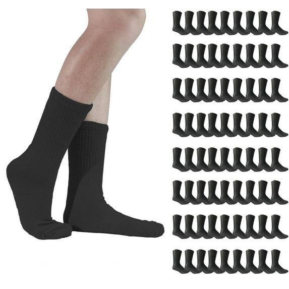 SOCKS’NBULK Heavy Duty 72 Or 240 Cotton Crew Socks Mens Woman Children Bulk Wholesale Socks (Womens 9-11, 72 Pairs Black)