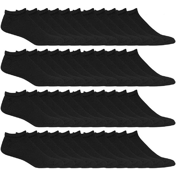 SOCKS'NBULK Kids No Show Socks, Soft Sports Socks In Bulk, (Size 6-8) (Black, 48)
