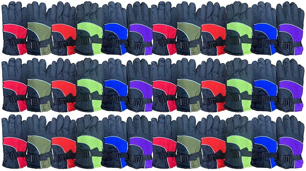 SOCKS'NBULK Kids Ski Glove, Fleece Lined Water Resistant Bulk Kids Winter Gloves Bulk