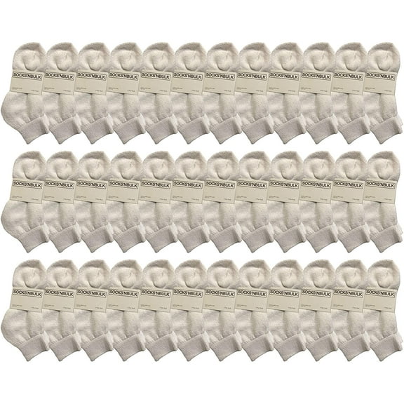 SOCKS'NBULK Kids Value Pack Cotton Low Cut Ankle Socks for Girls and Boys (36 Pairs Value Pack (White), Kids 6-8)