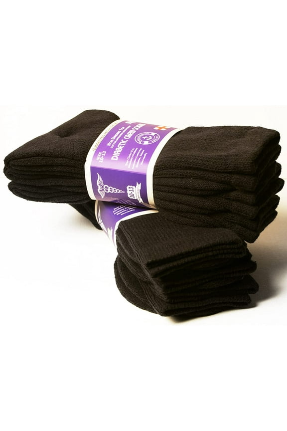 Loose Fit Non-Binding Soft Cotton Diabetic Crew and Ankle Socks, Bulk Value Pack