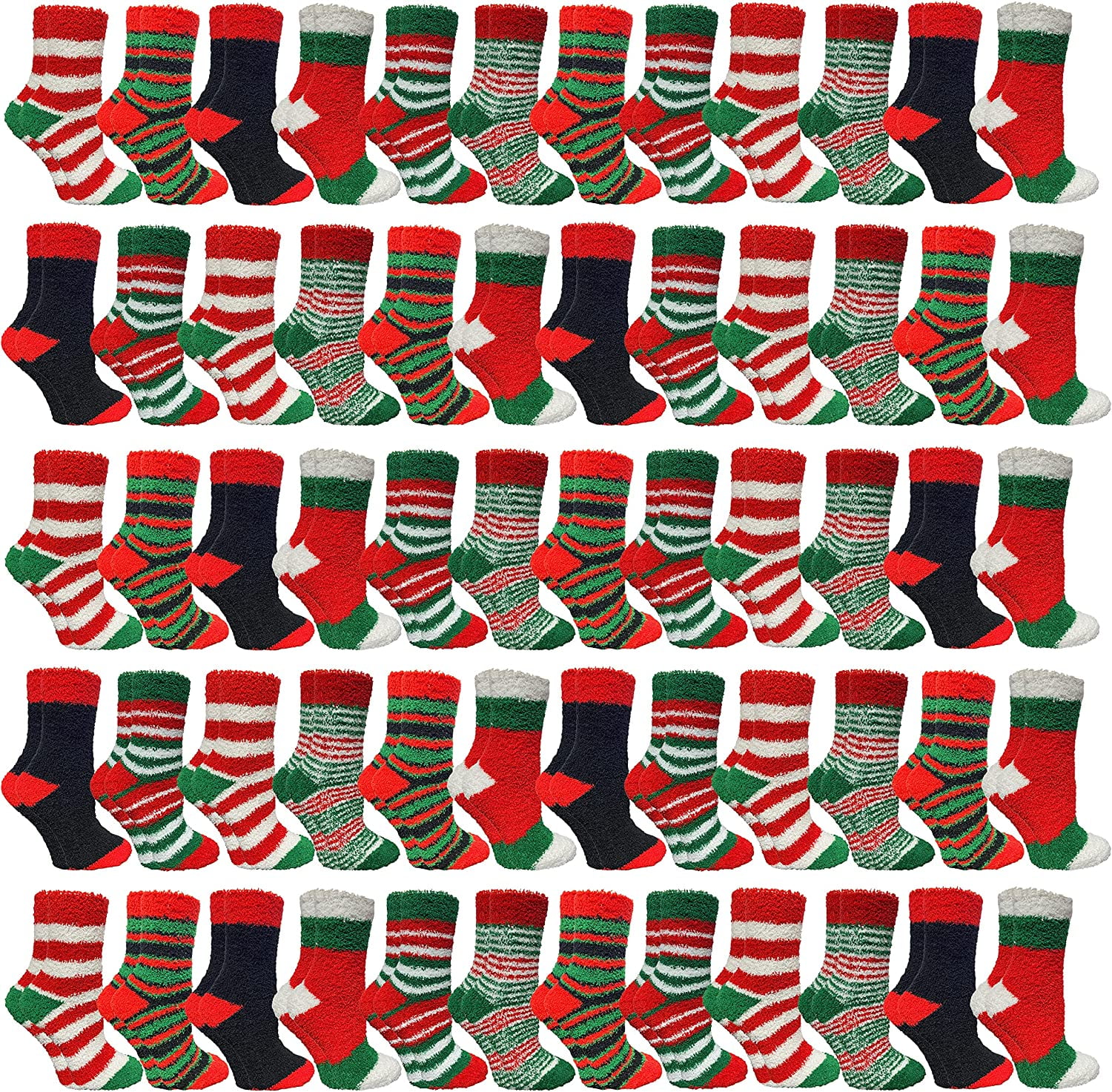 SOCKS'NBULK Men's Bulk Warm Fuzzy Socks, Assorted Winter Striped Socks ...