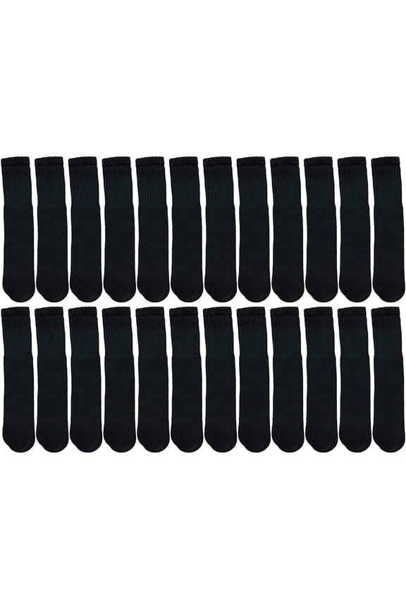 Men's & Women's Wholesale Bulk Cotton Tube Socks, Referee Style, by SOCKS'NBULK (24 Pairs Black, Womens 9-11 (Shoe size 5-10))