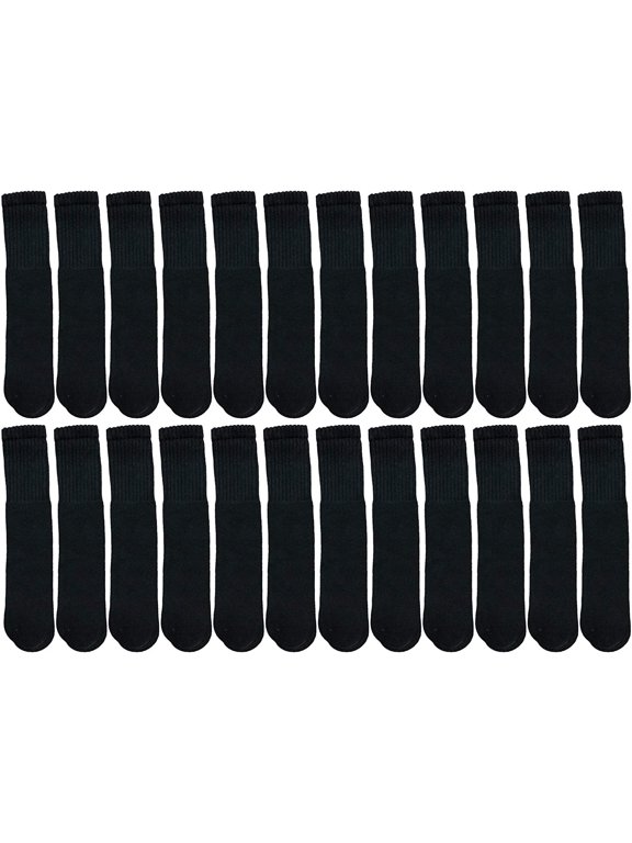 Men's & Women's Wholesale Bulk Cotton Tube Socks, Referee Style, by SOCKS'NBULK (24 Pairs Black, Womens 9-11 (Shoe size 5-10))