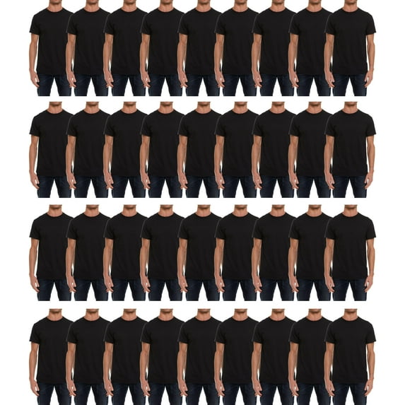SOCKS'NBULK Mens 36 Pack Cotton Crew Neck Tee Shirts Solid Color Bulk Tee-Shirts