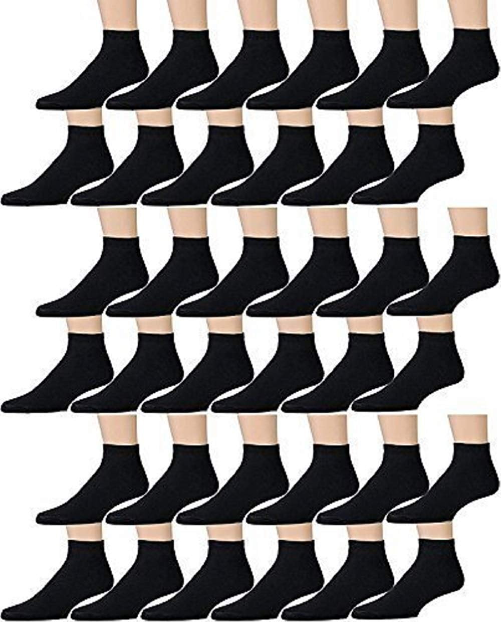 SOCKS’NBULK Mens Black Quarter Ankle Athletic Socks for Men, Size 10-13