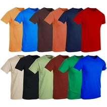 SOCKS'NBULK Mens Cotton Crew Neck Short Sleeve T-Shirts Mix Colors Bulk (12 Pack Mix Short Sleeve, Large)