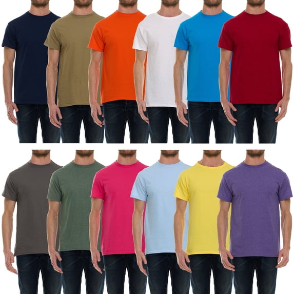 SOCKS'NBULK 12 Pack Mens Cotton Crew Neck Short Sleeve T-Shirts Mix Colors Bulk (Large)