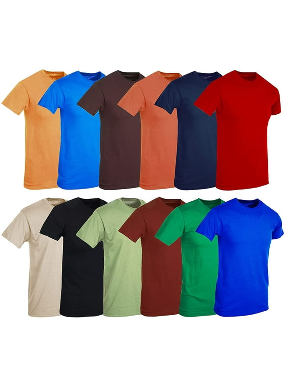 SOCKS'NBULK Mens Cotton Crew Neck Short Sleeve T-Shirts Mix Colors Bulk (12 Pack Mix Short Sleeve, Size: XL)