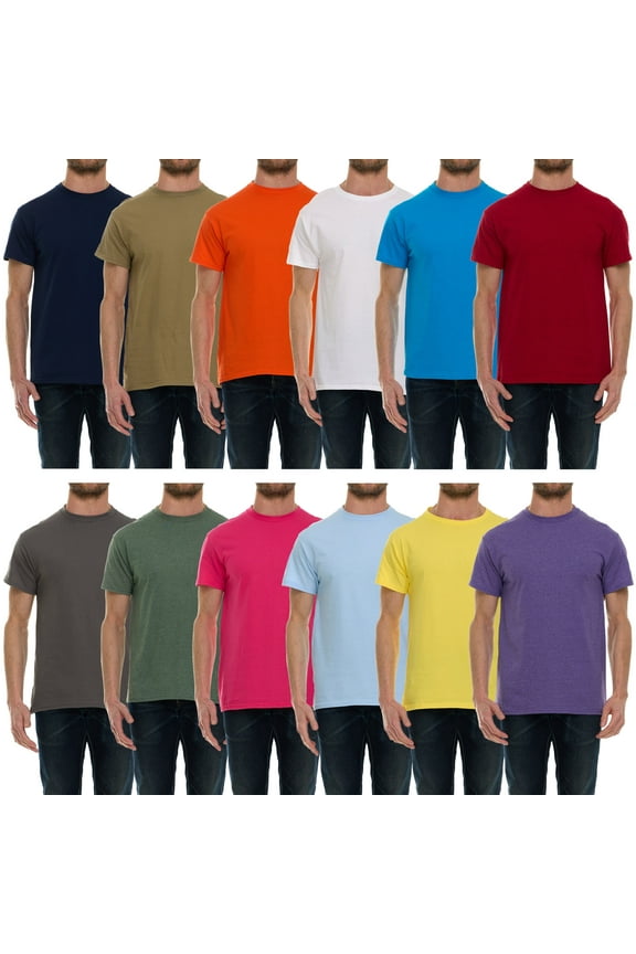 12 Pack Mens Cotton Crew Neck Short Sleeve T-Shirts Mix Colors Bulk (X-Large)