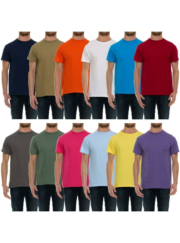 12 Pack Mens Cotton Crew Neck Short Sleeve T-Shirts Mix Colors Bulk (Small)